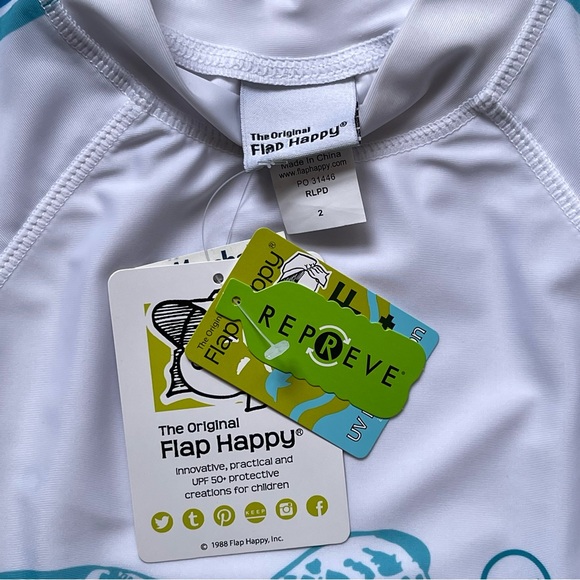 Flap Happy Boy’s UPF 50+ Graphic Rash Guard - Turtle - Size 2 - Picture 6 of 7